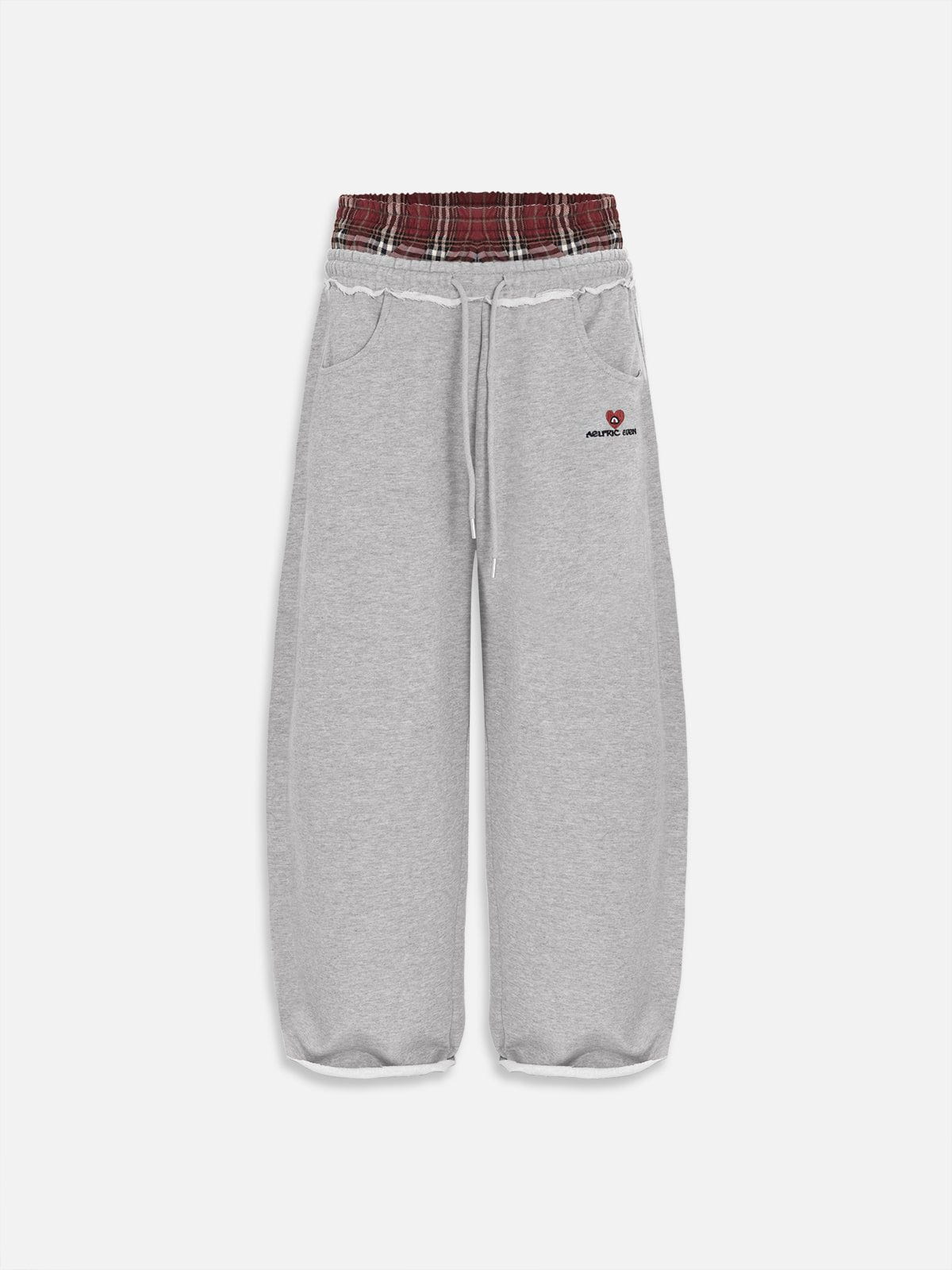 Plaid Patchwork Sweatpants Grey - Aelfric Eden