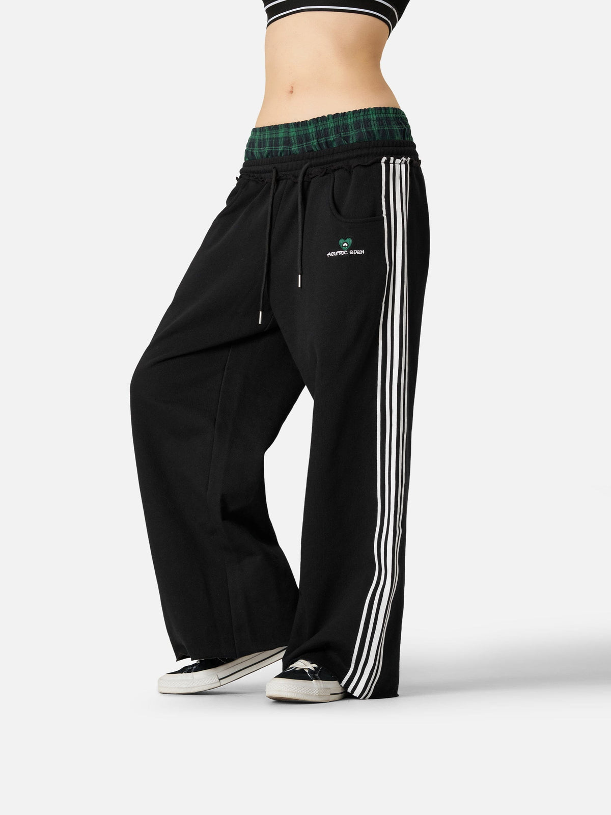 Plaid Patchwork Sweatpants Grey - Aelfric Eden