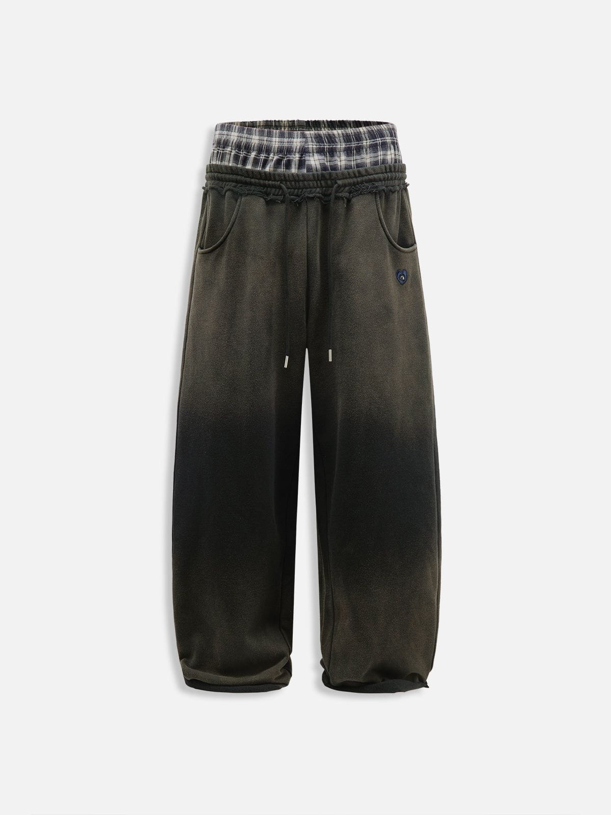 Plaid Patchwork Sweatpants Grey - Aelfric Eden