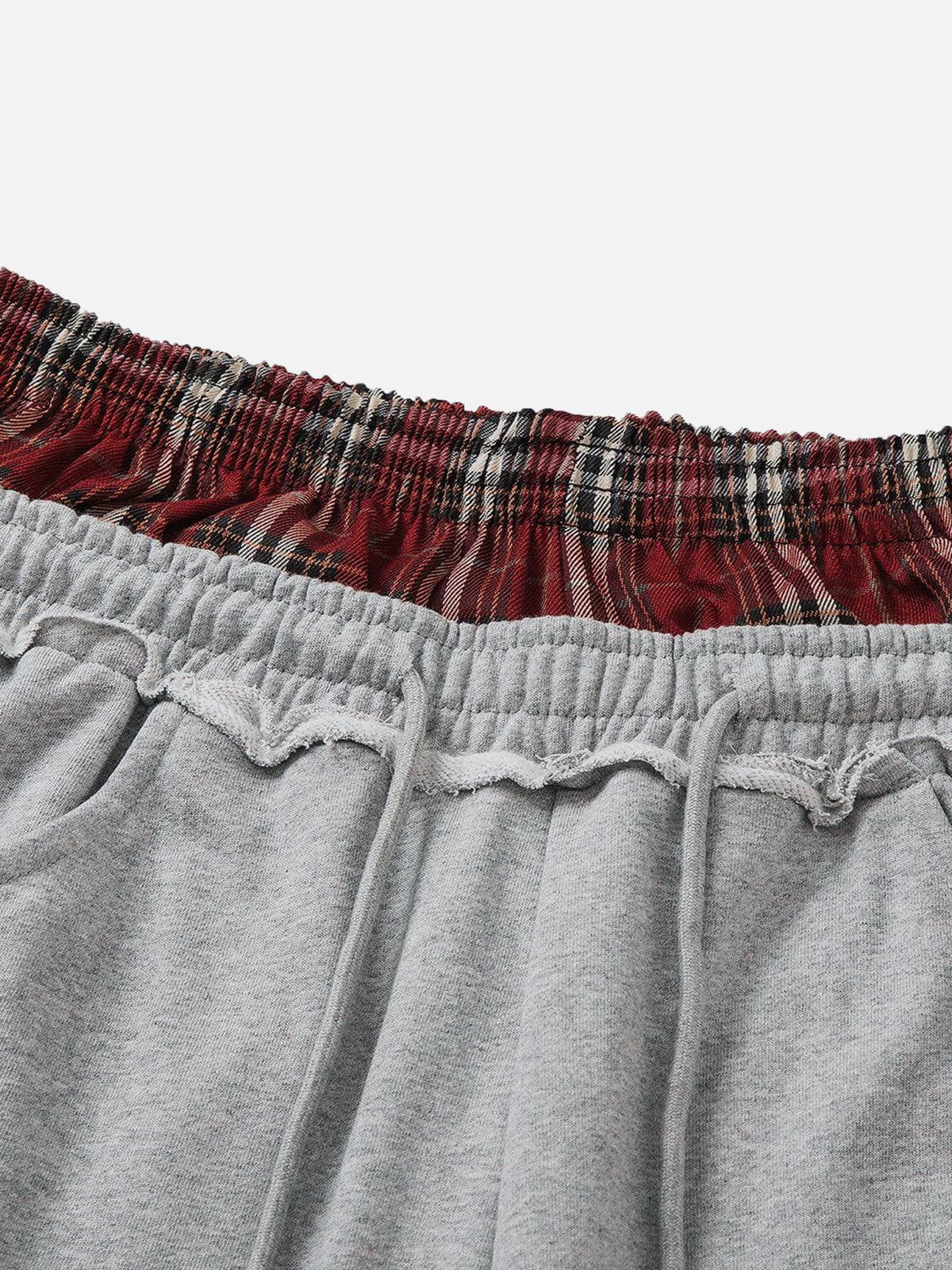 Plaid Patchwork Sweatpants Grey - Aelfric Eden