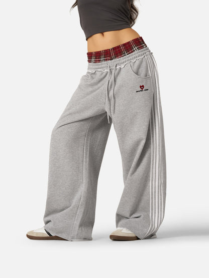 Plaid Patchwork Sweatpants Grey - Aelfric Eden