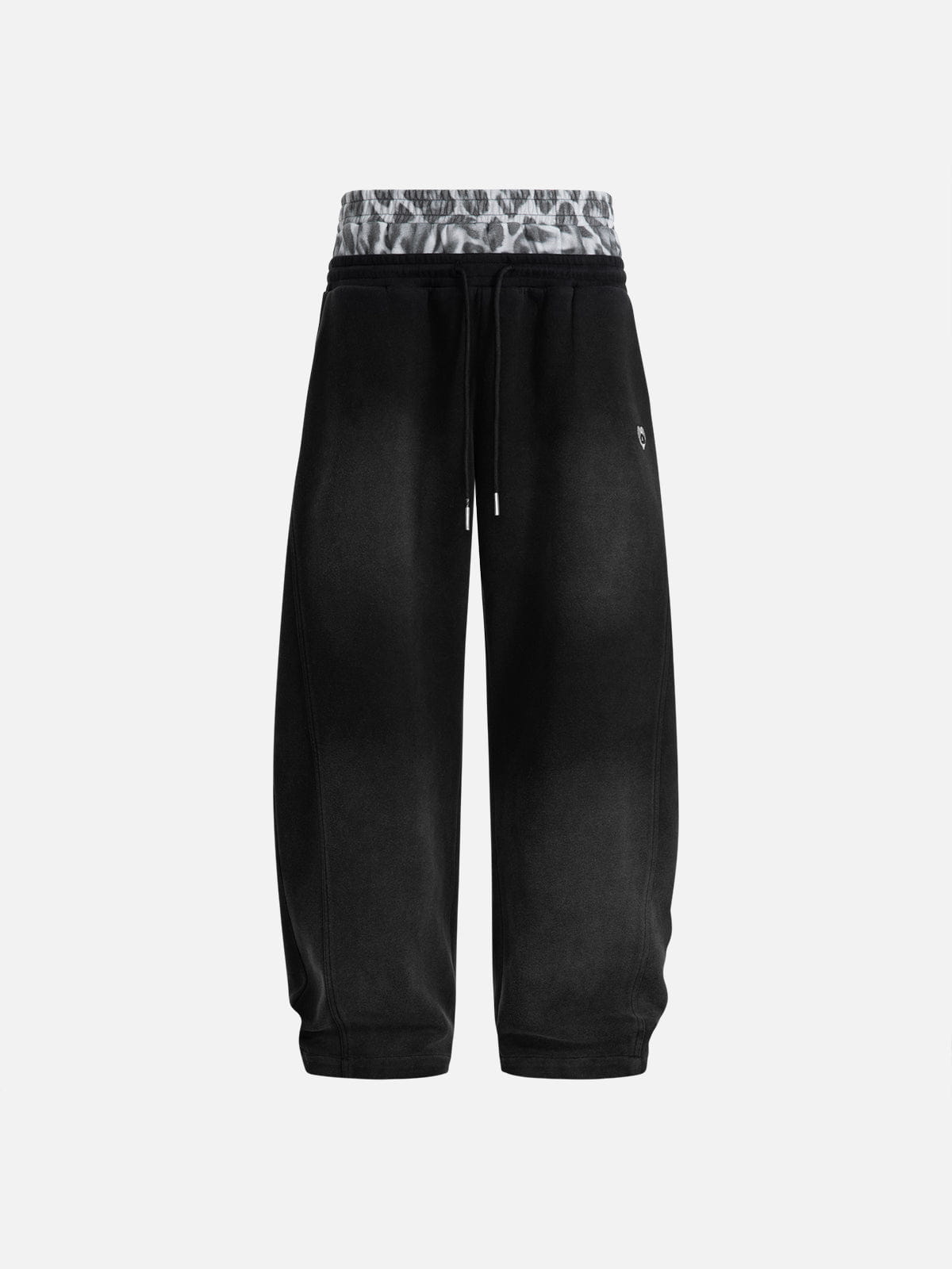Leopard Double Waist Baggy Sweatpants Black - Aelfric Eden