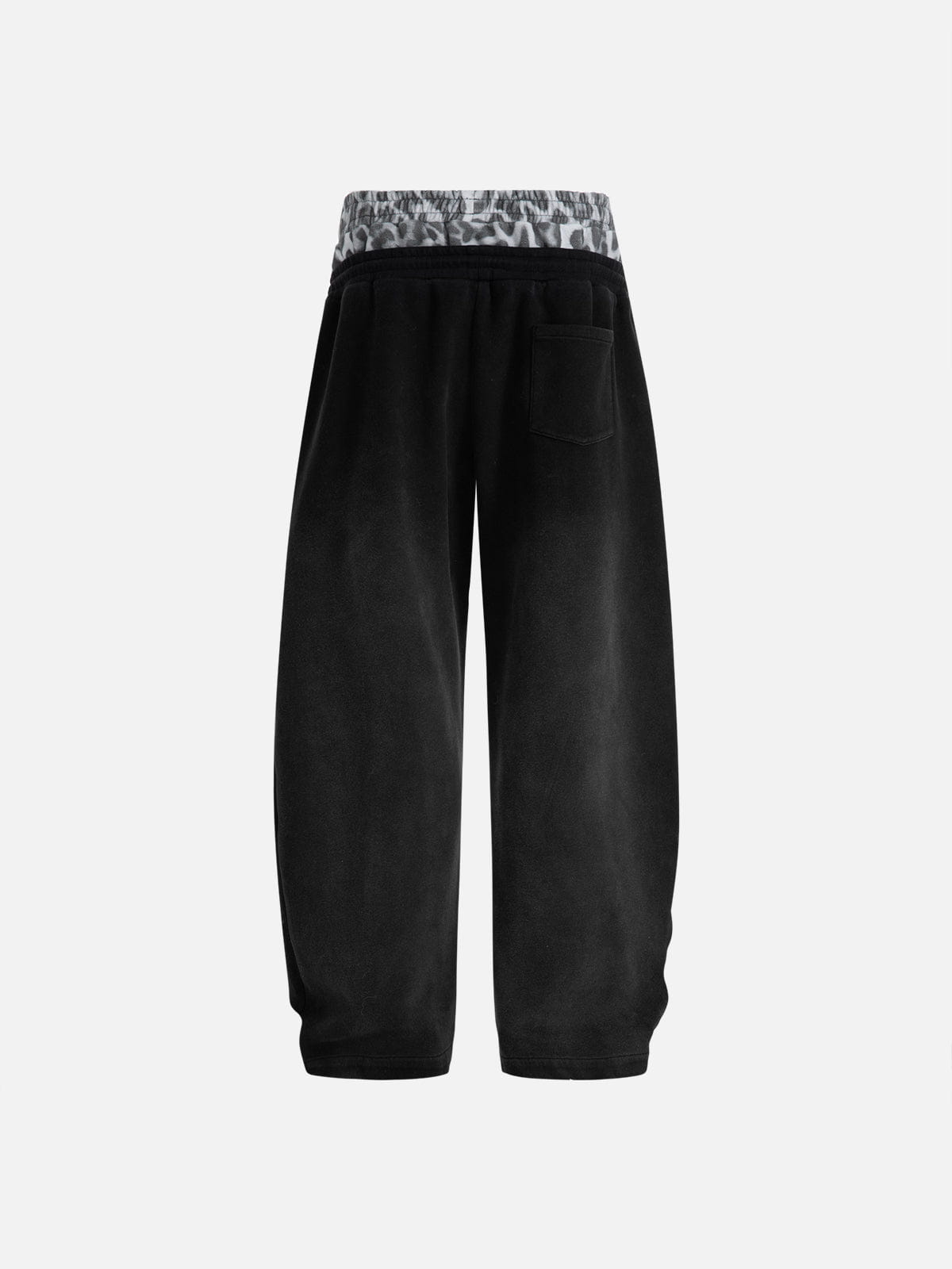 Leopard Double Waist Baggy Sweatpants Black - Aelfric Eden
