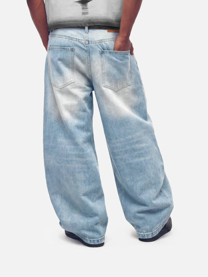 Seam Panel Baggy Barrel Jeans Blue - Aelfric Eden