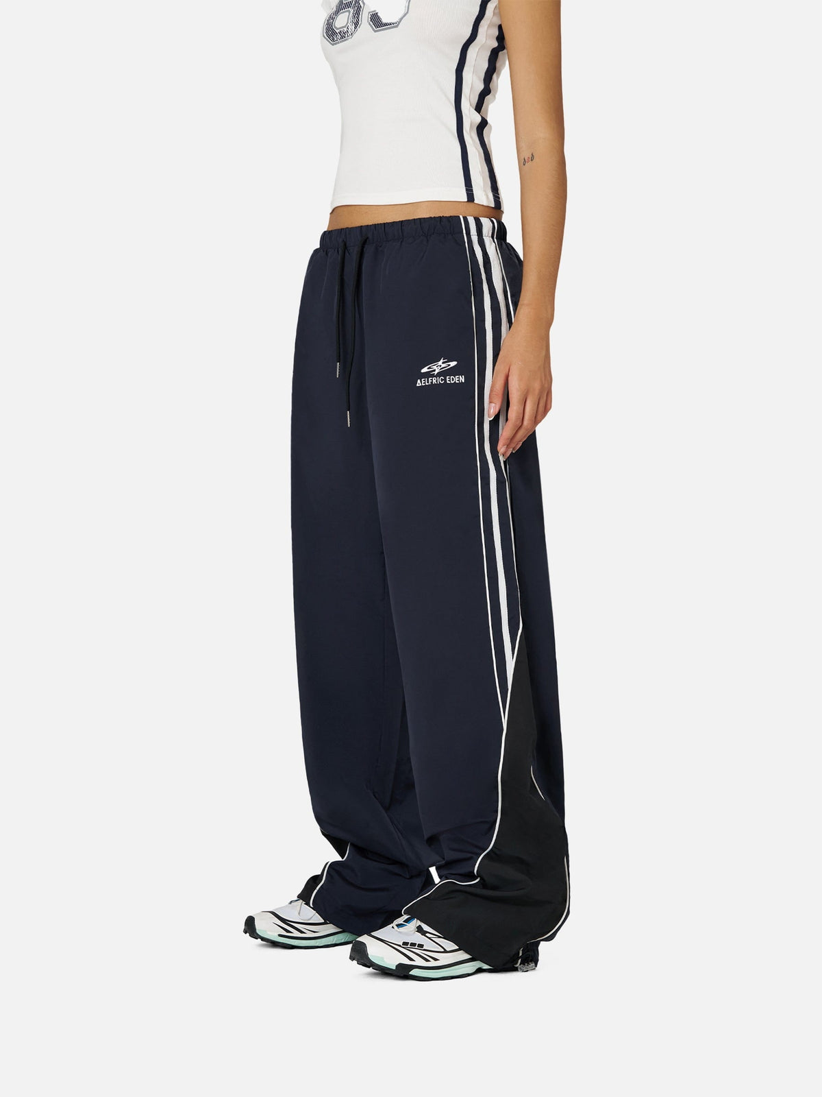 Contrast Side Baggy Track Pants Blue - Aelfric Eden