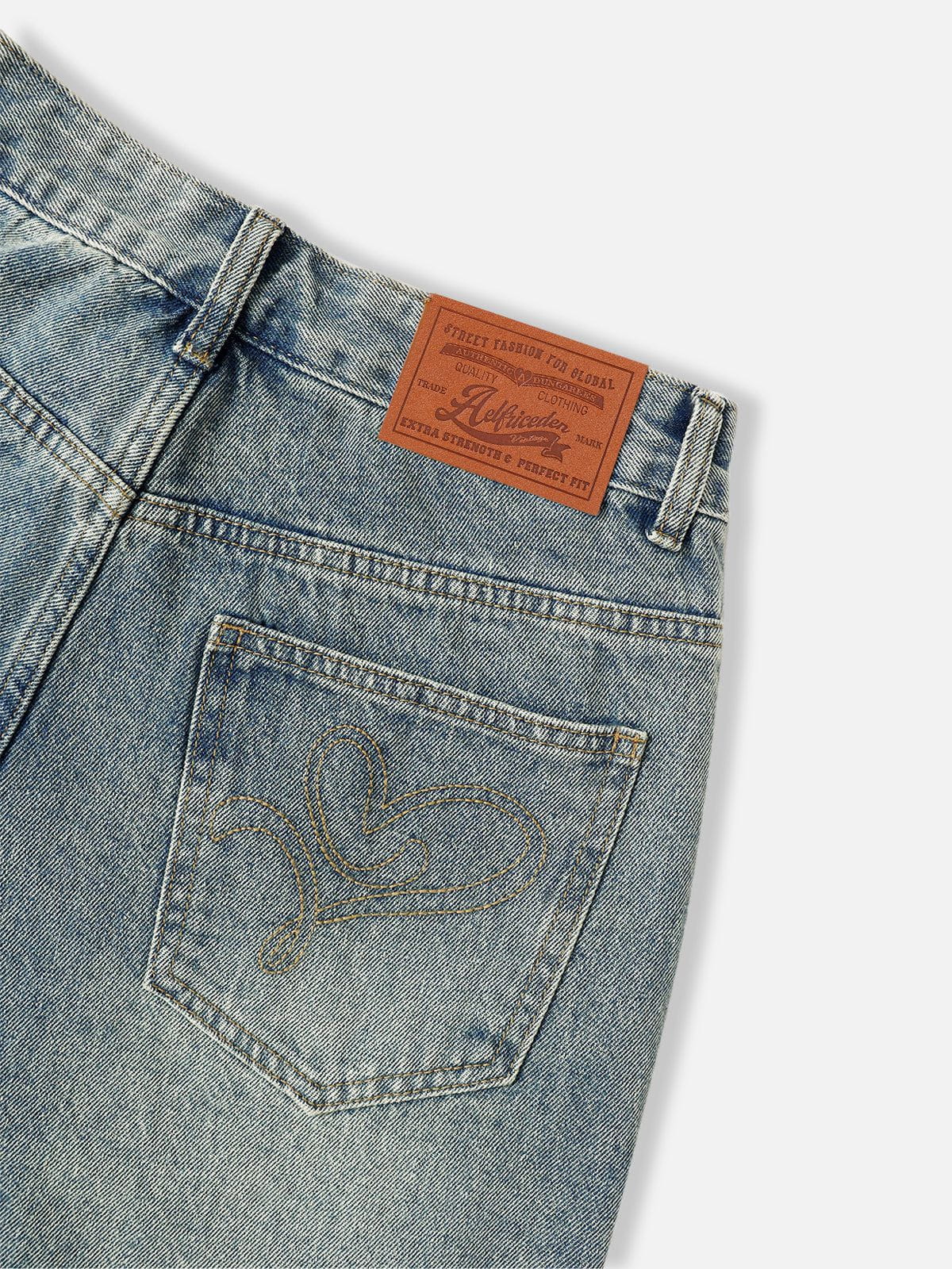 Fringe Patchwork Loose Jeans Blue - Aelfric Eden