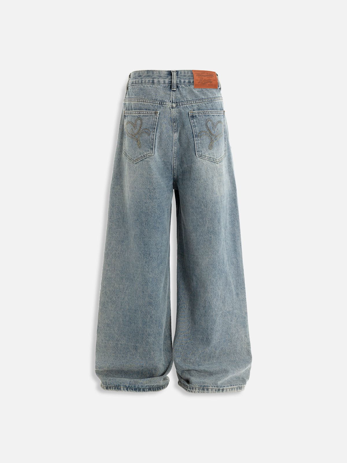 Fringe Patchwork Loose Jeans Blue - Aelfric Eden