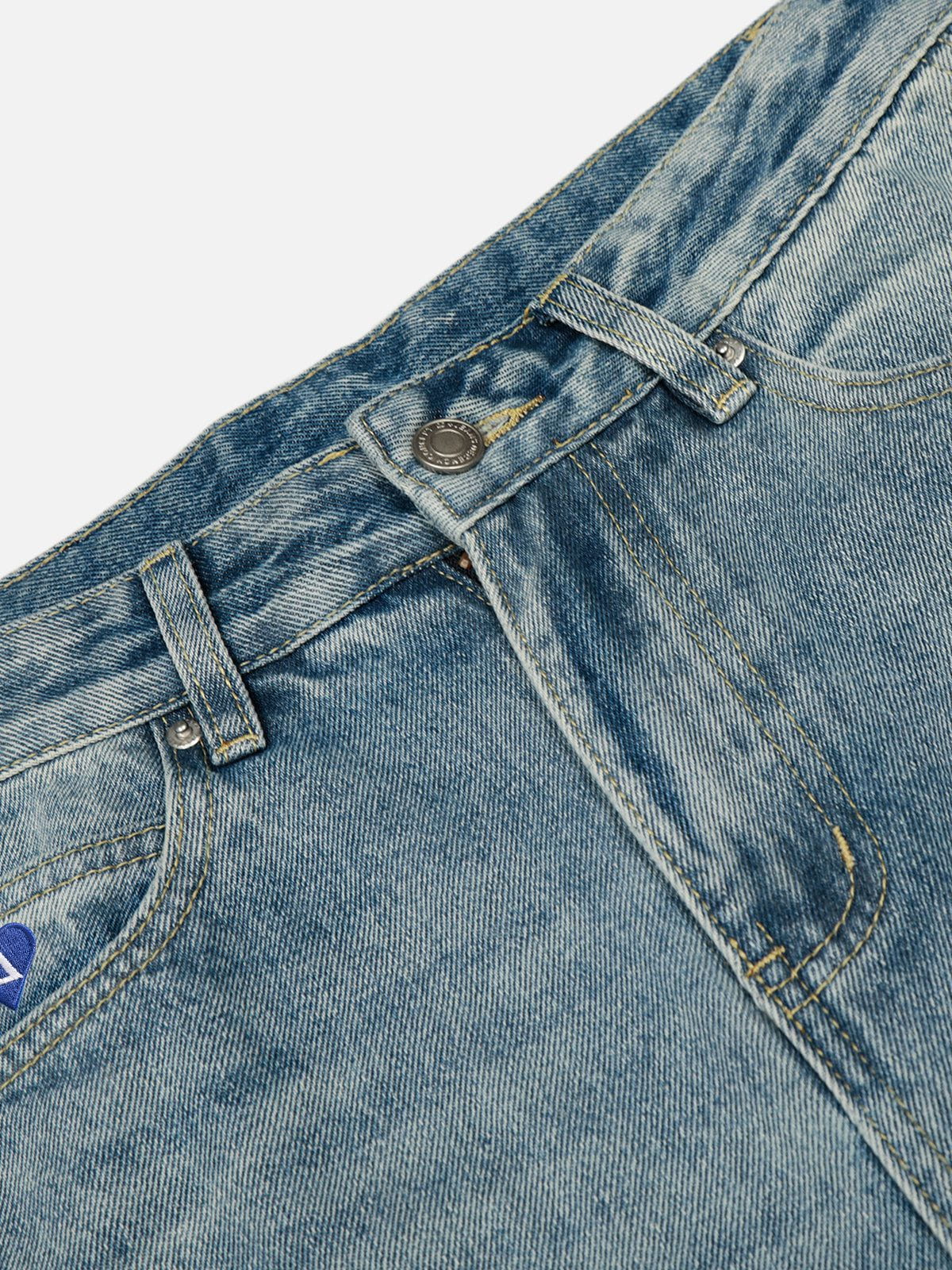 Stripe Whiskering Baggy Barrel Jeans Blue - Aelfric Eden