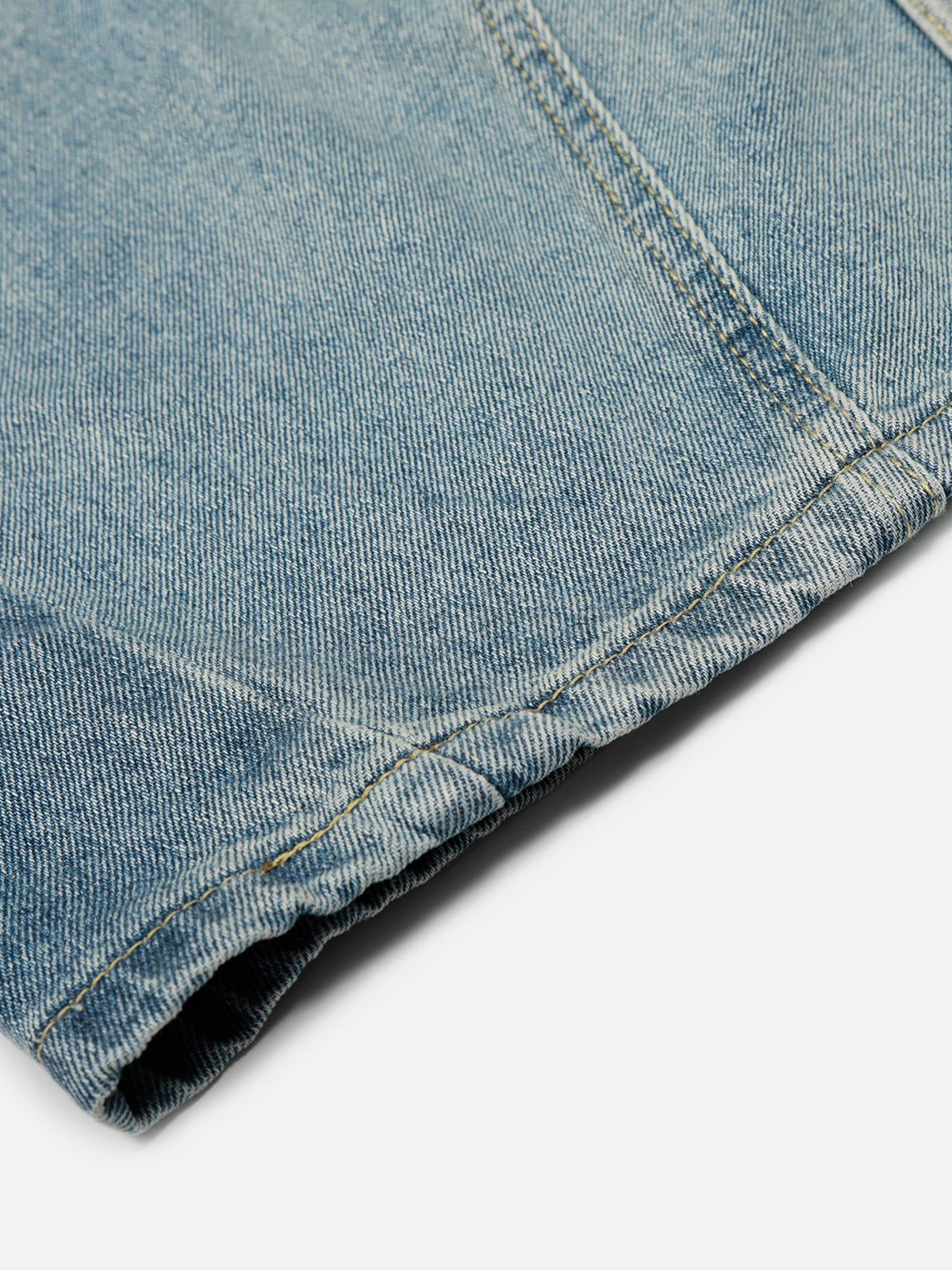 Stripe Whiskering Baggy Barrel Jeans Blue - Aelfric Eden