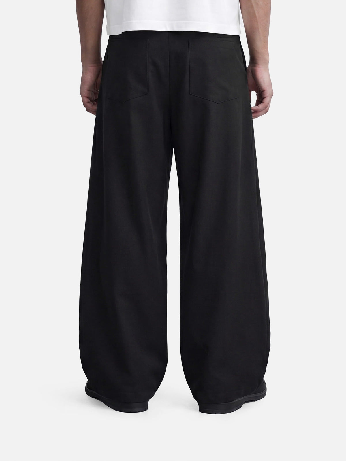 Asymmetric Button Baggy Barrel Pants Black - Aelfric Eden