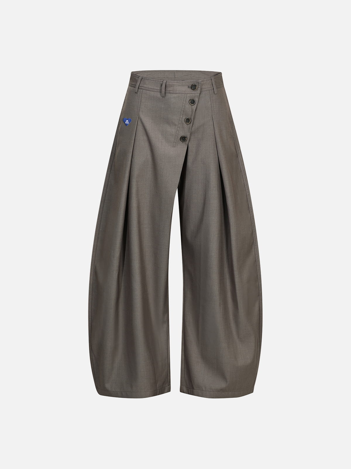 Asymmetric Button Baggy Barrel Pants Black - Aelfric Eden