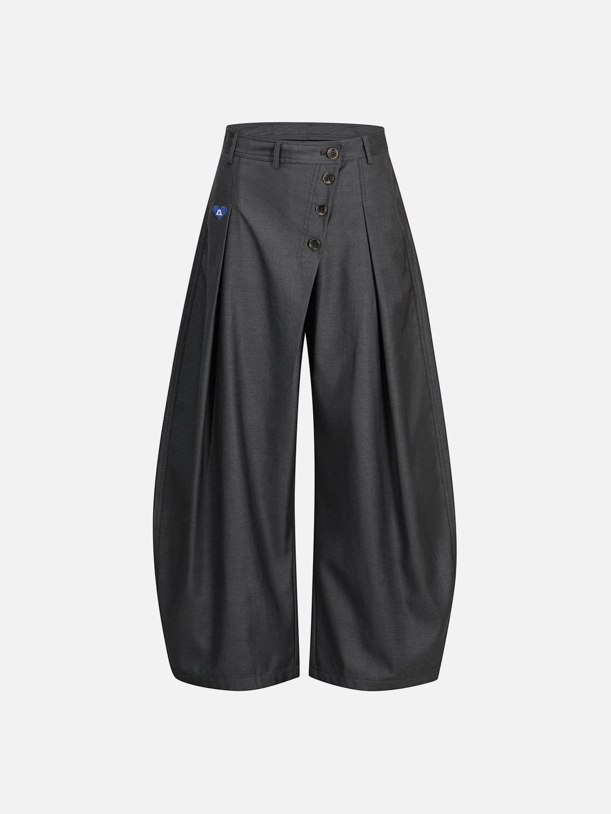 Asymmetric Button Baggy Barrel Pants Black - Aelfric Eden