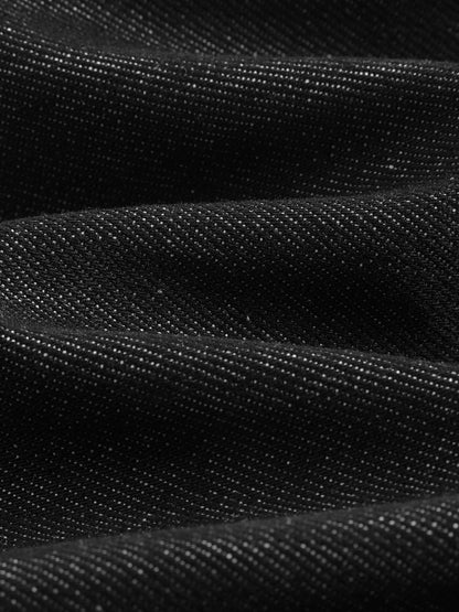 Metal Button Raw Baggy Barrel Jeans Black - Aelfric Eden