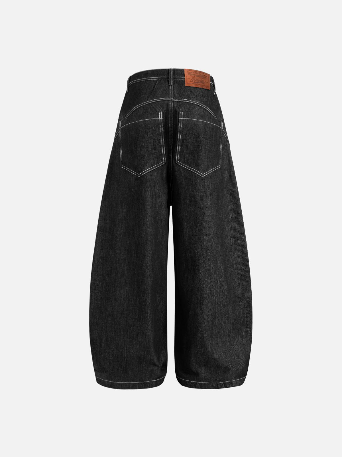 Metal Button Raw Baggy Barrel Jeans Black - Aelfric Eden