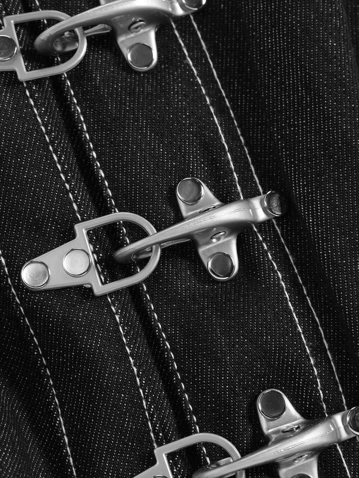 Metal Button Raw Baggy Barrel Jeans Black - Aelfric Eden