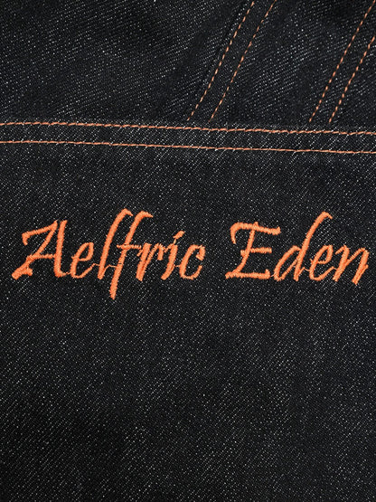 Plaid Pocket Barrel Loose Jeans Black - Aelfric Eden