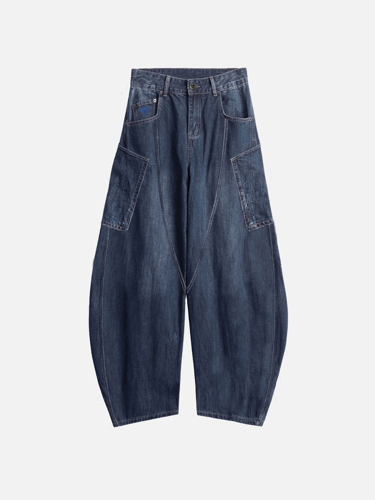 Plaid Pocket Barrel Loose Jeans Black - Aelfric Eden