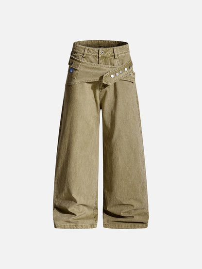 Belted Baggy Pants Khaki - Aelfric Eden