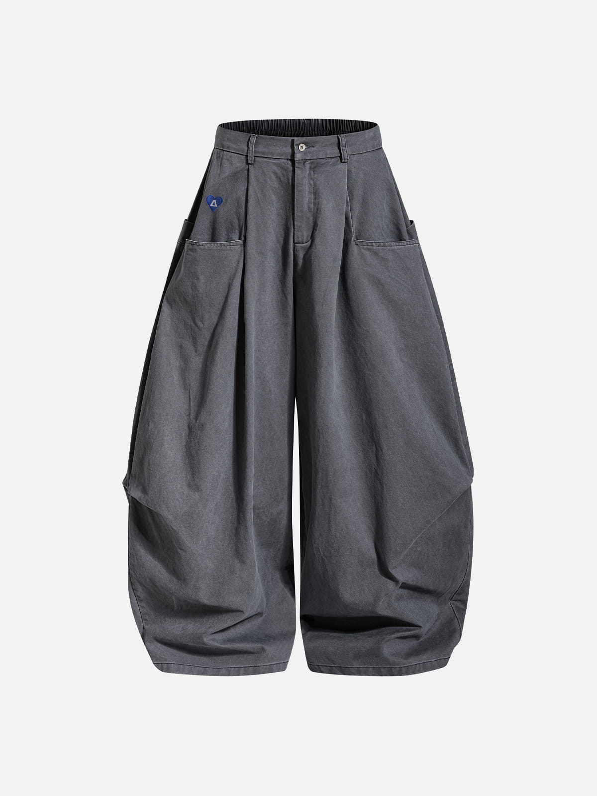 Pleated Pocket Baggy Barrel Pants Grey - Aelfric Eden