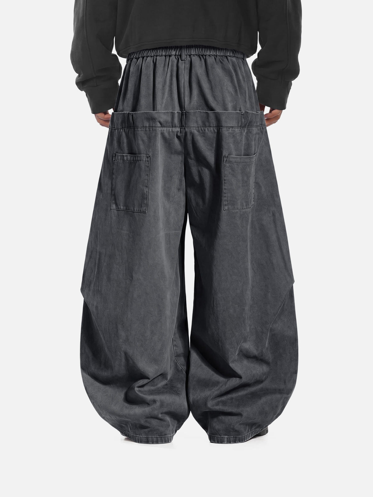 Pleated Pocket Baggy Barrel Pants Grey - Aelfric Eden