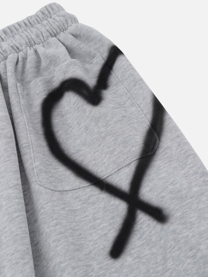 Graffiti Heart Sweatpants Grey - Aelfric Eden