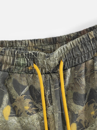 Leaf CAMO Baggy Barrel Sweatpants Brown - Aelfric Eden