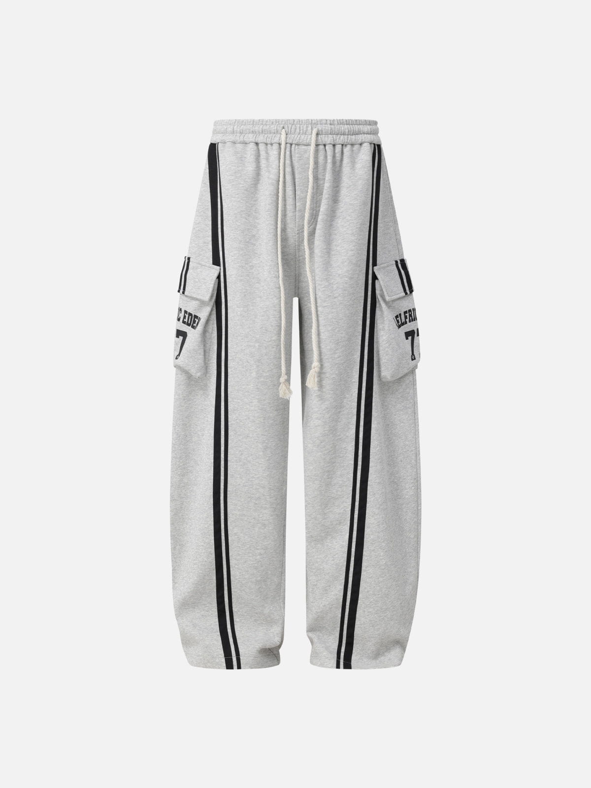 Stripe Panel Baggy Barrel Sweatpants Grey - Aelfric Eden