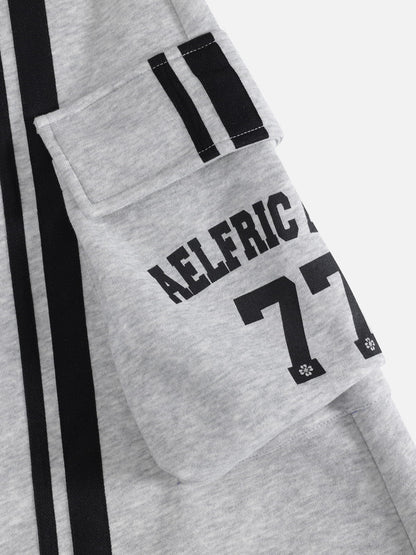 Stripe Panel Baggy Barrel Sweatpants Grey - Aelfric Eden