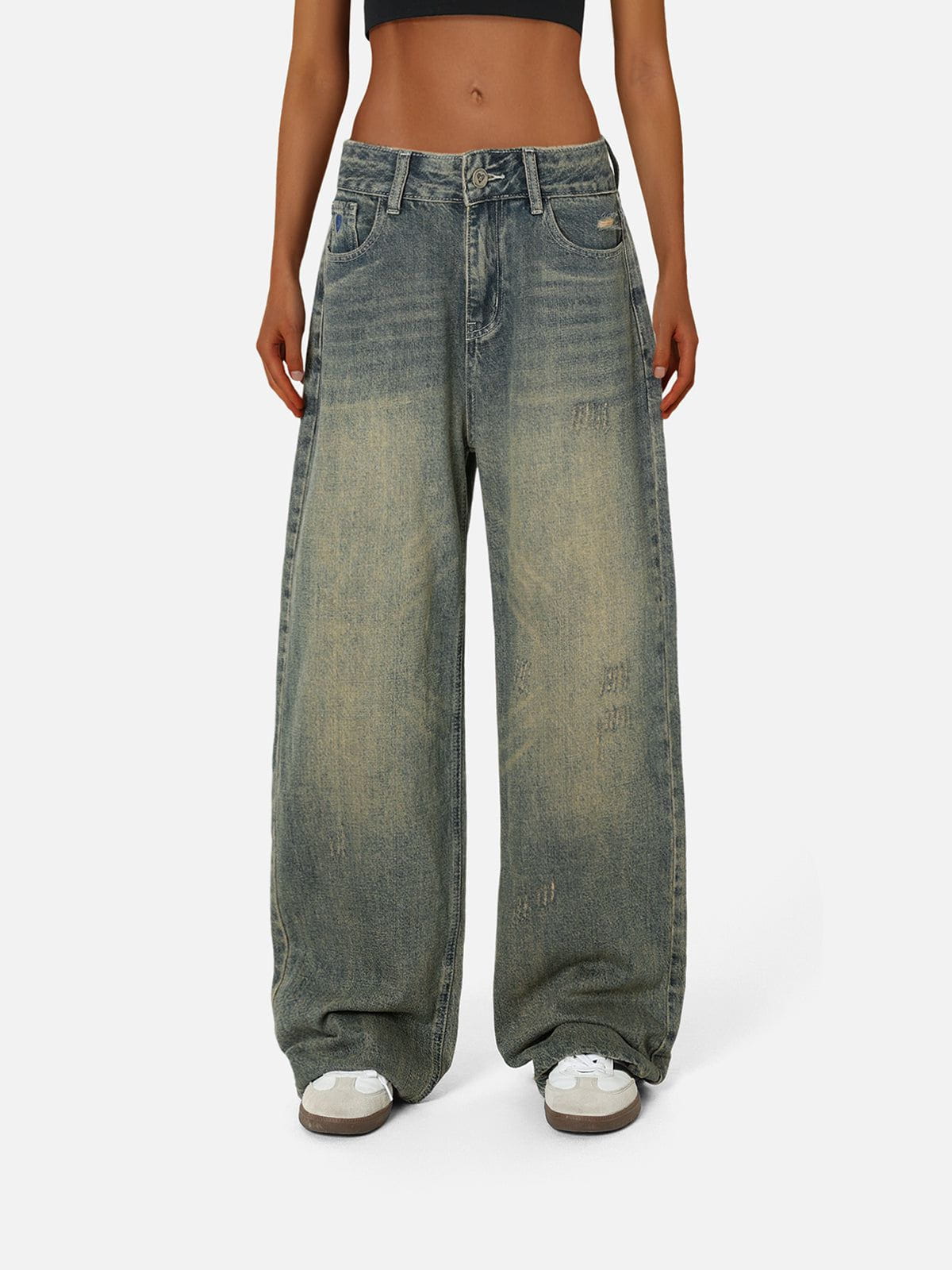 Solid Vintage Loose Jeans Blue - Aelfric Eden