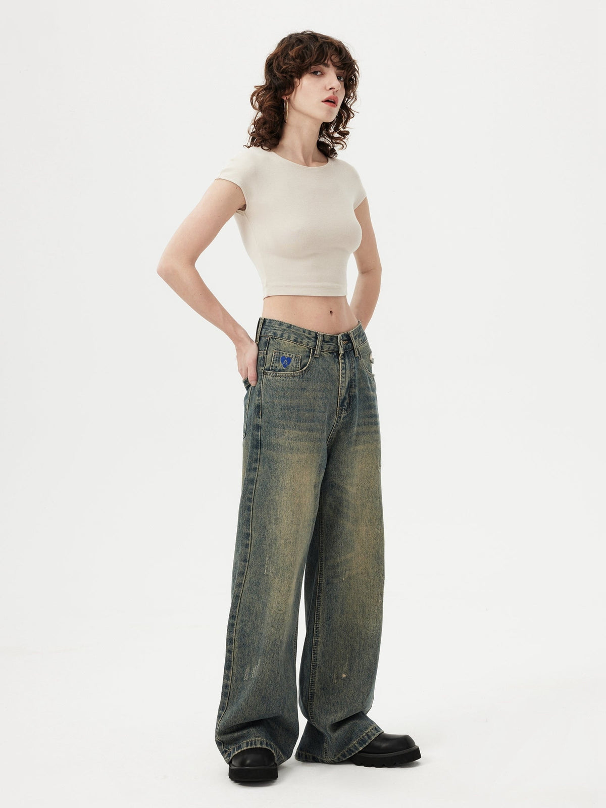 Solid Vintage Loose Jeans Blue - Aelfric Eden