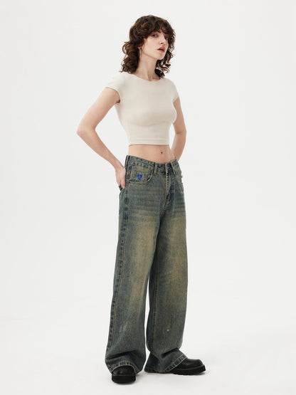 Solid Vintage Loose Jeans Blue - Aelfric Eden
