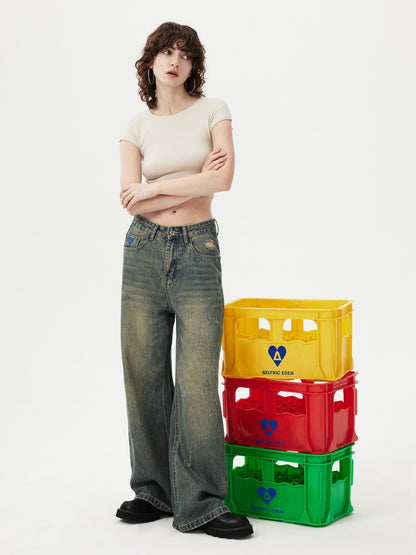 Solid Vintage Loose Jeans Blue - Aelfric Eden