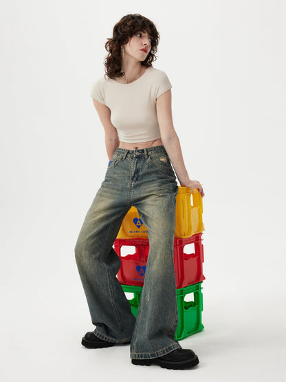 Solid Vintage Loose Jeans Blue - Aelfric Eden