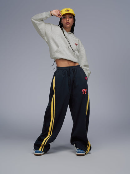 Stripe Baggy Barrel Sweatpants Dark Blue - Aelfric Eden