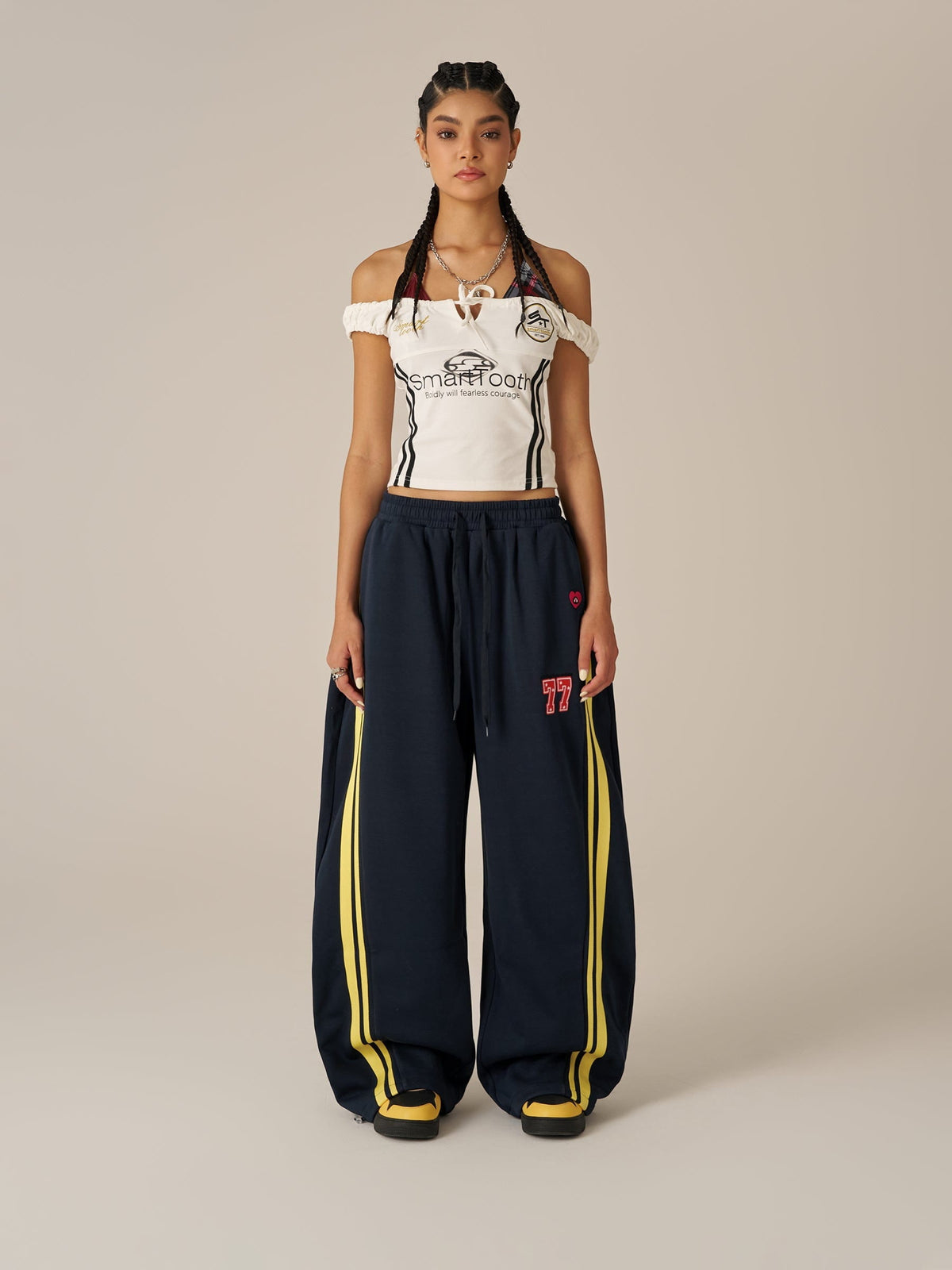 Stripe Baggy Barrel Sweatpants Dark Blue - Aelfric Eden