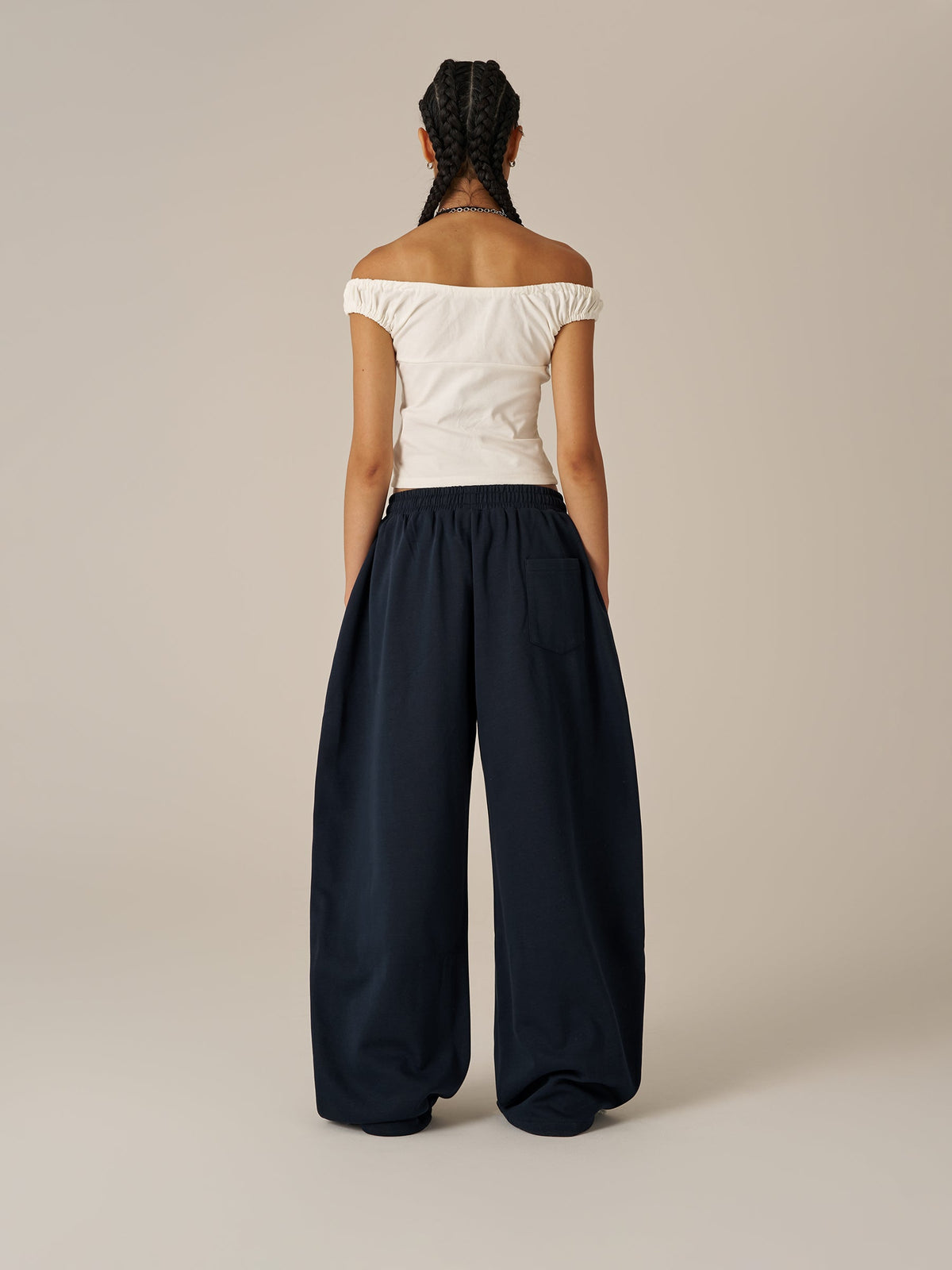 Stripe Baggy Barrel Sweatpants Dark Blue - Aelfric Eden