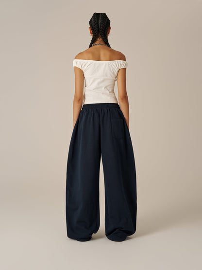 Stripe Baggy Barrel Sweatpants Dark Blue - Aelfric Eden