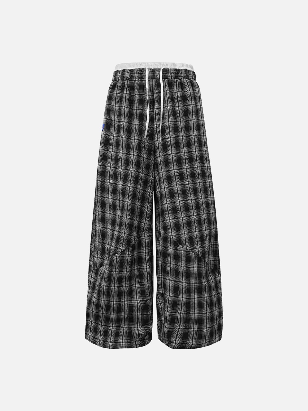 Plaid Baggy Sweatpants Black - Aelfric Eden