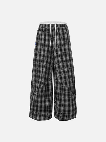 Plaid Baggy Sweatpants Black - Aelfric Eden