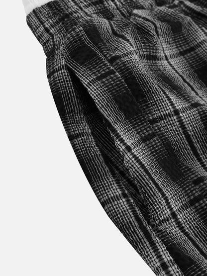 Plaid Baggy Sweatpants Black - Aelfric Eden