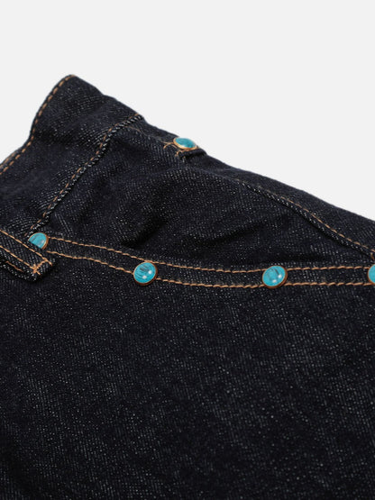 Baggy Barrel Rivet Raw Jeans Black - Aelfric Eden