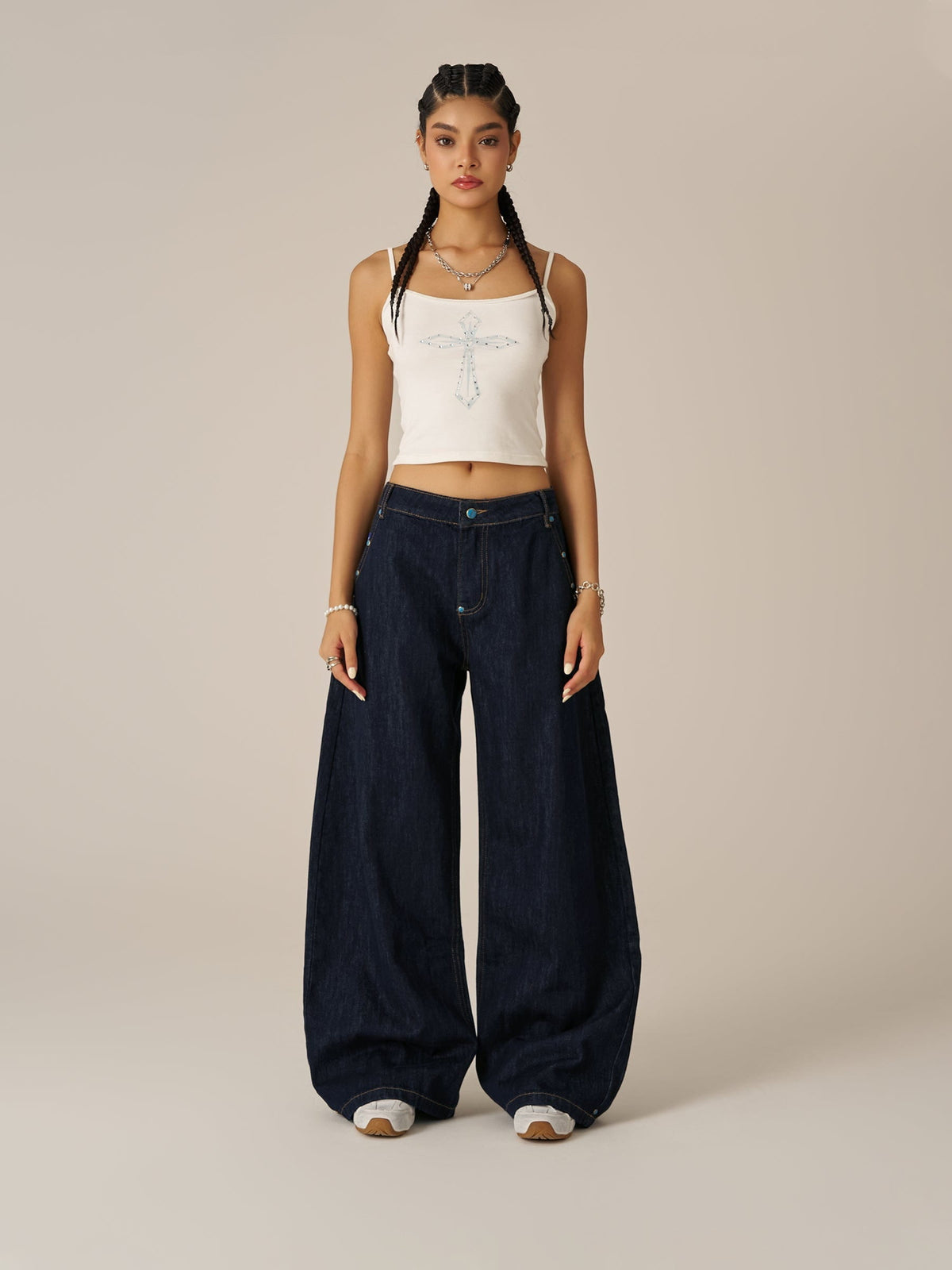 Baggy Barrel Rivet Raw Jeans Black - Aelfric Eden