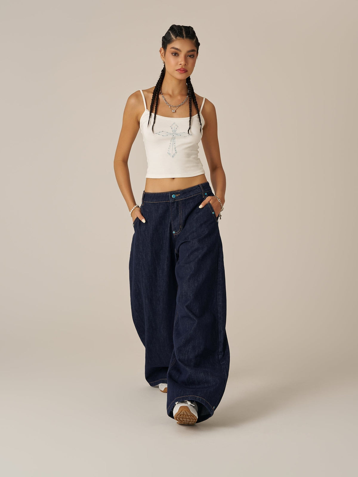 Baggy Barrel Rivet Raw Jeans Black - Aelfric Eden