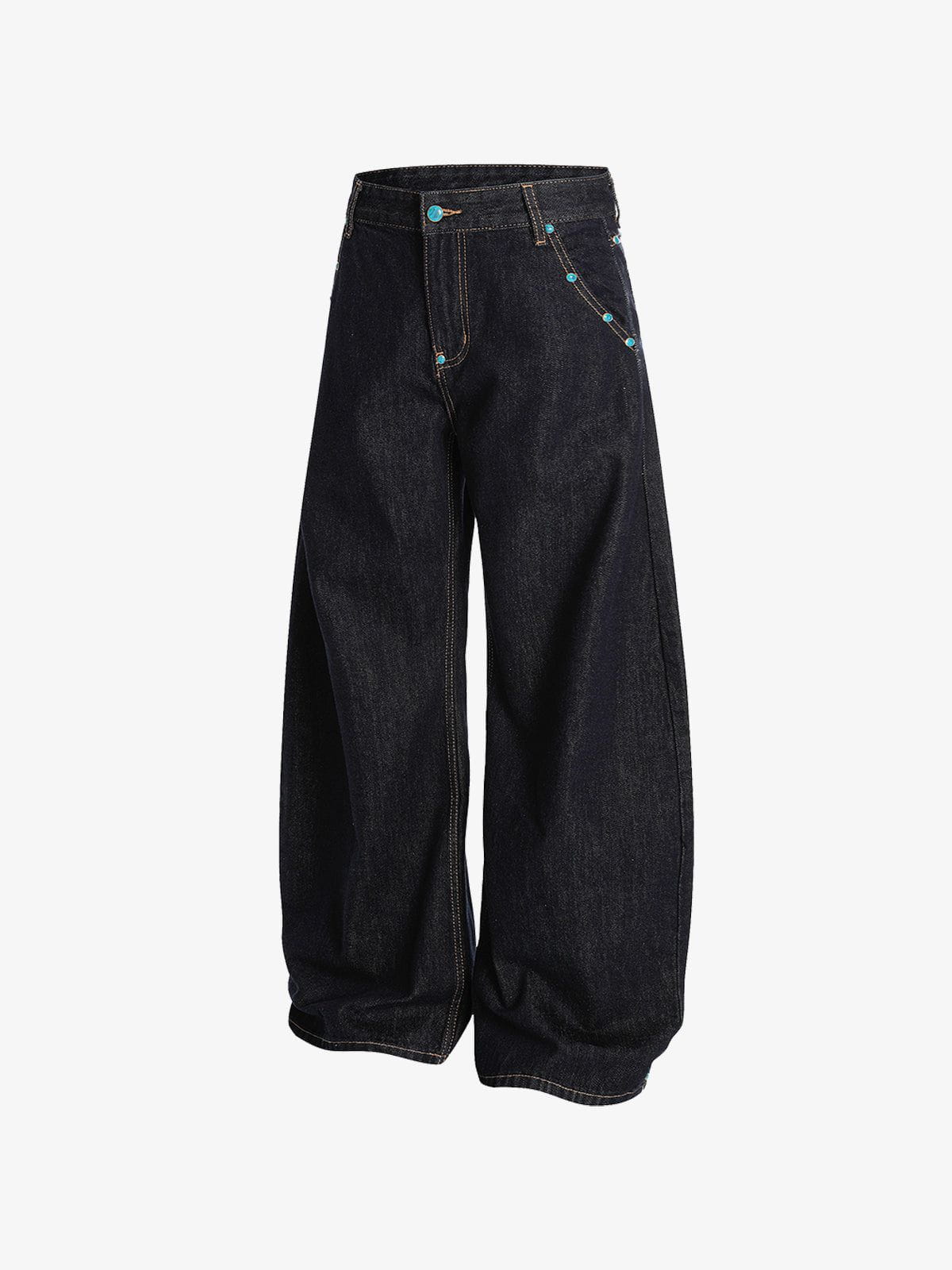 Baggy Barrel Rivet Raw Jeans Black - Aelfric Eden