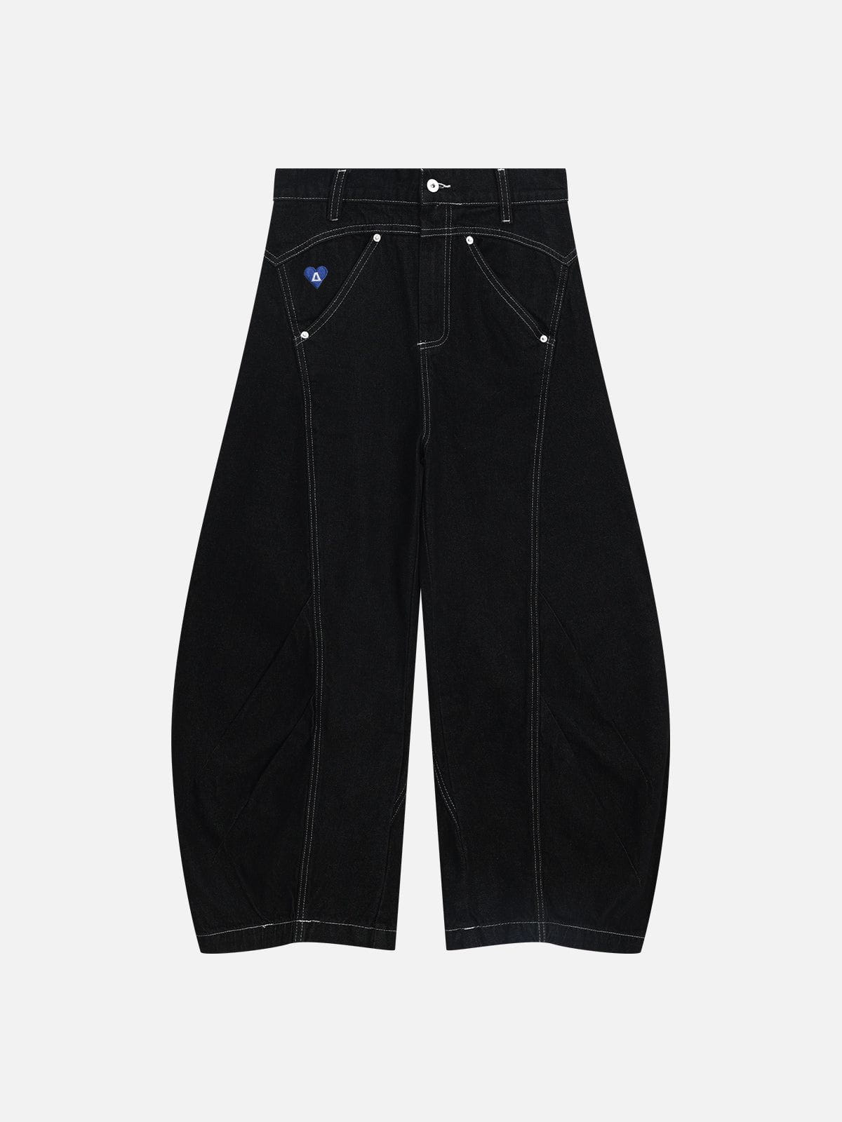 Wrinkle Baggy Barrel Jeans Black - Aelfric Eden
