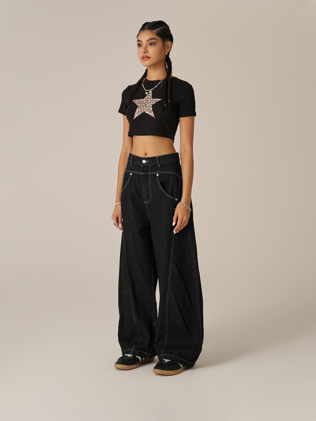 Wrinkle Baggy Barrel Jeans Black - Aelfric Eden