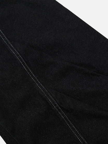Wrinkle Baggy Barrel Jeans Black - Aelfric Eden