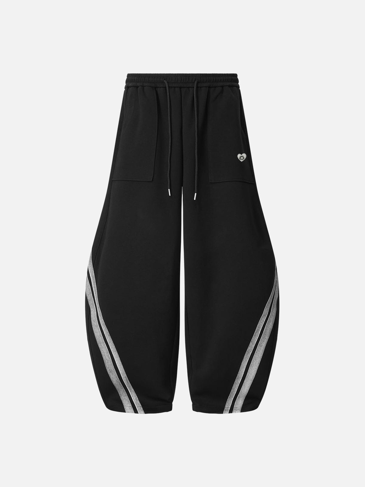 Contrast Panel Baggy Barrel Sweatpants Black - Aelfric Eden
