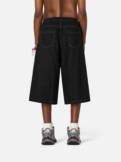Detachable Kerchief Baggy Longline Jorts Black - Aelfric Eden