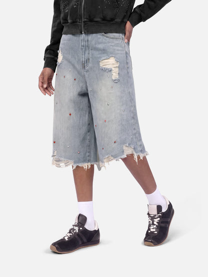 Rhinestone Application Jorts  - Aelfric Eden